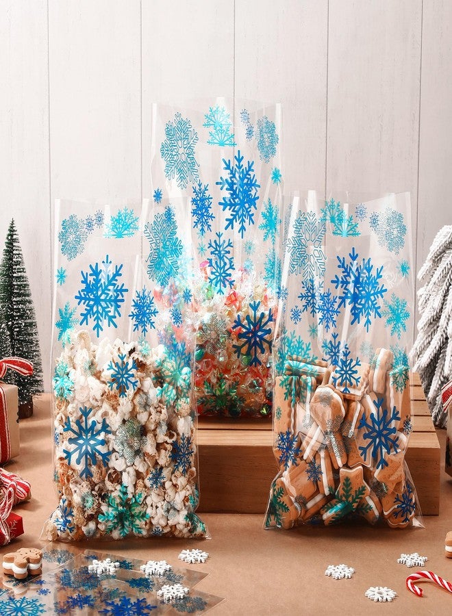Yinder 50 Pcs Snowflake Goodie Bags 11.8 x 7.9 Inches Blue Snowflake Christmas Goodie Gift Bag Winter Holiday Treat Candy Gift Bags Xmas Party Favors Bag for Holiday Christmas Winter Supplies - Image 2